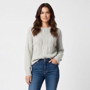 Rails Simone Cable Knit Wool Cashmere Sweater Grey Size Small